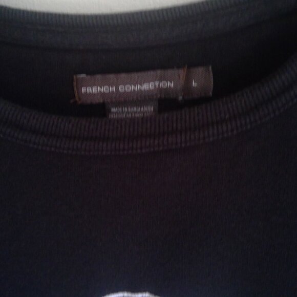 French Connection black crewneck sweatshirt headphones size L - Picture 3 of 3